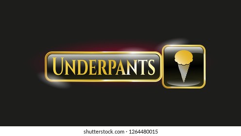  Gold badge or emblem with ice cream icon and Underpants text inside