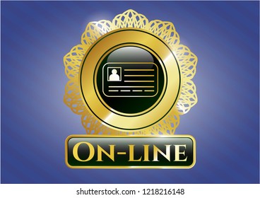  Gold badge or emblem with identification card icon and On-line text inside