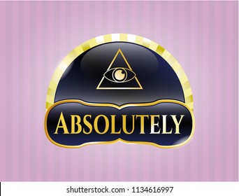  Gold badge or emblem with illuminati pyramid icon and Absolutely text inside