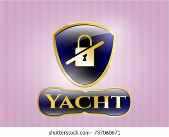  Gold badge or emblem with inaccessible icon and Yacht text inside