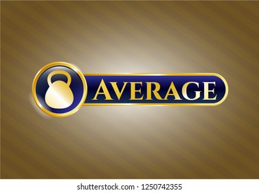  Gold badge or emblem with kettlebell icon and Average text inside