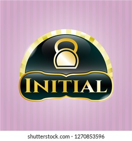  Gold badge or emblem with kettlebell icon and Initial text inside