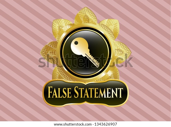  Gold badge or emblem with key icon and False\
Statement text inside