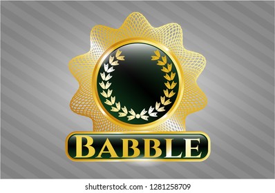  Gold badge or emblem with leaf crown icon and Babble text inside
