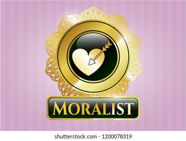  Gold badge or emblem with love icon and Moralist text inside
