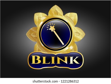  Gold badge or emblem with magic stick icon and Blink text inside