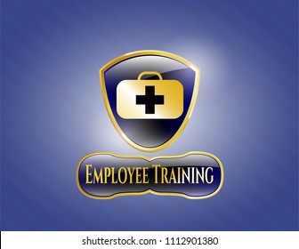  Gold badge or emblem with medical briefcase icon and Employee Training text inside