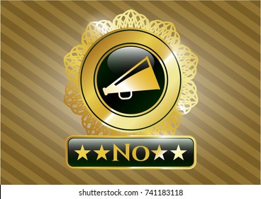  Gold badge or emblem with megaphone icon and No text inside