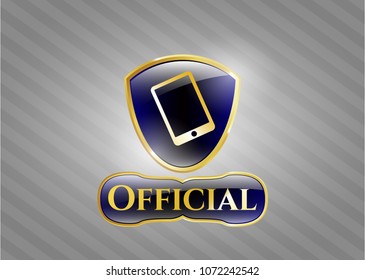  Gold badge or emblem with mobile phone icon and Official text inside