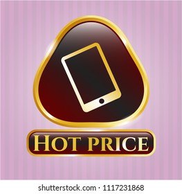  Gold badge or emblem with mobile phone icon and Hot Price text inside