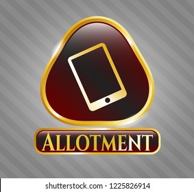  Gold badge or emblem with mobile phone icon and Allotment text inside