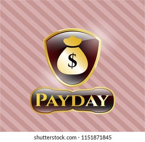  Gold badge or emblem with money bag icon and Payday text inside