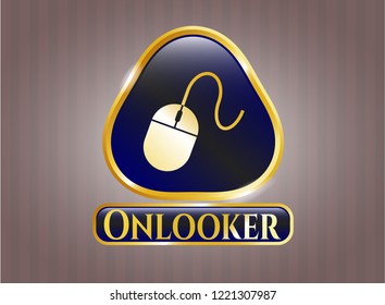  Gold badge or emblem with mouse icon and Onlooker text inside