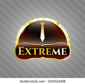  Gold badge or emblem with necktie icon and Extreme text inside