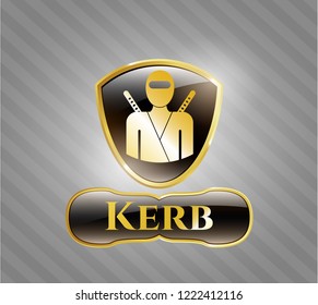  Gold badge or emblem with ninja icon and Kerb text inside