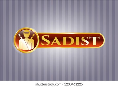  Gold badge or emblem with ninja icon and Sadist text inside