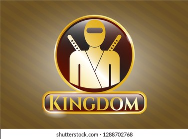  Gold badge or emblem with ninja icon and Kingdom text inside