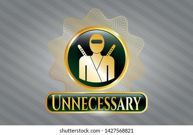  Gold badge or emblem with ninja icon and Unnecessary text inside