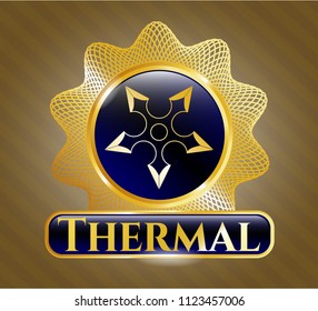  Gold badge or emblem with ninja star icon and Thermal text inside