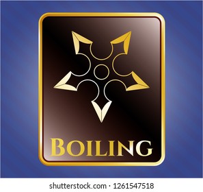  Gold badge or emblem with ninja star icon and Boiling text inside