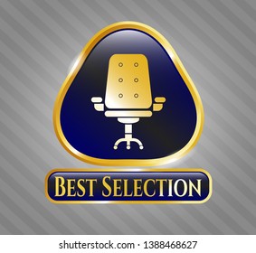  Gold badge or emblem with office chair icon and Best Selection text inside