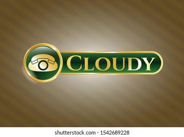  Gold badge or emblem with phone icon and Cloudy text inside