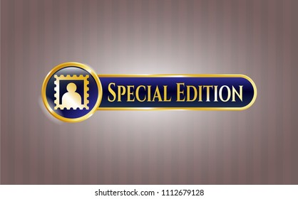  Gold badge or emblem with picture icon and Special Edition text inside