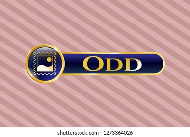  Gold badge or emblem with picture icon and Odd text inside