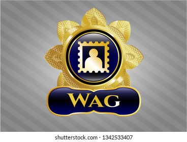  Gold badge or emblem with picture icon and Wag text inside