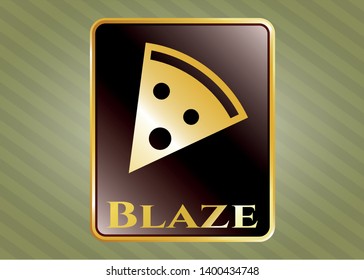  Gold badge or emblem with pizza slice icon and Blaze text inside