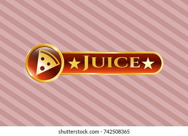  Gold badge or emblem with pizza slice icon and Juice text inside