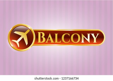  Gold badge or emblem with plane icon and Balcony text inside