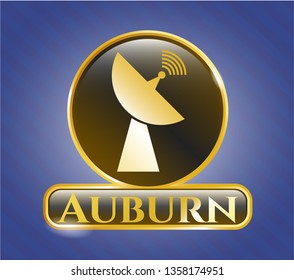  Gold badge or emblem with radar icon and Auburn text inside