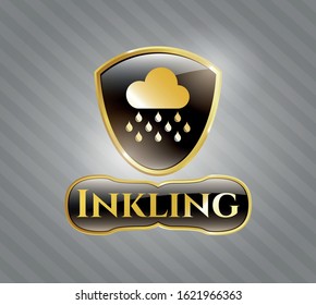  Gold badge or emblem with rain icon and Inkling text inside