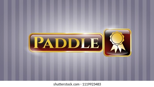  Gold badge or emblem with ribbon icon and Paddle text inside