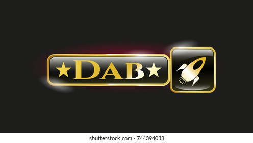  Gold badge or emblem with rocket icon and Dab text inside