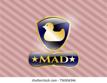  Gold badge or emblem with rubber duck icon and Mad text inside