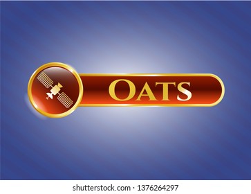  Gold badge or emblem with satelite icon and Oats text inside