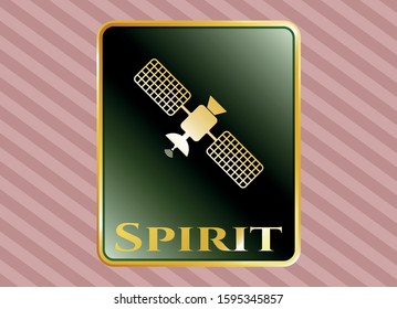  Gold badge or emblem with satelite icon and Spirit text inside