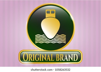  Gold badge or emblem with ship icon and Original Brand text inside