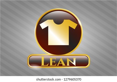  Gold badge or emblem with shirt icon and Lean text inside