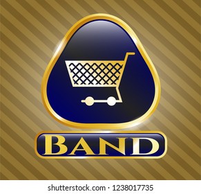  Gold badge or emblem with shopping cart icon and Band text inside