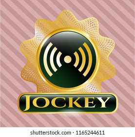  Gold badge or emblem with signal icon and Jockey text inside