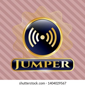  Gold badge or emblem with signal icon and Jumper text inside