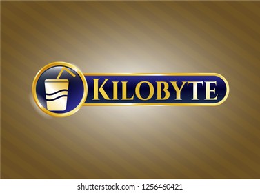  Gold badge or emblem with soda icon and Kilobyte text inside