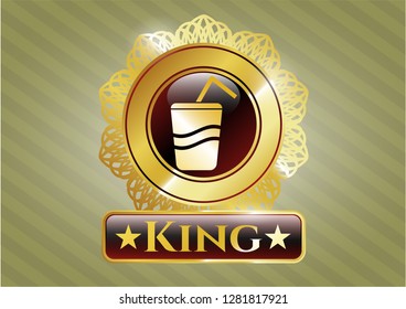  Gold badge or emblem with soda icon and King text inside