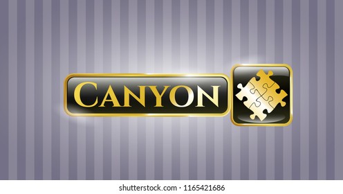  Gold badge or emblem with solution icon and Canyon text inside