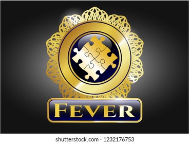  Gold badge or emblem with solution icon and Fever text inside