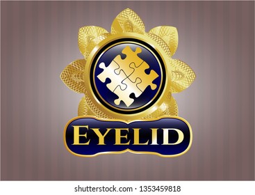  Gold badge or emblem with solution icon and Eyelid text inside