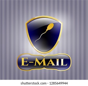  Gold badge or emblem with sperm icon and Email text inside